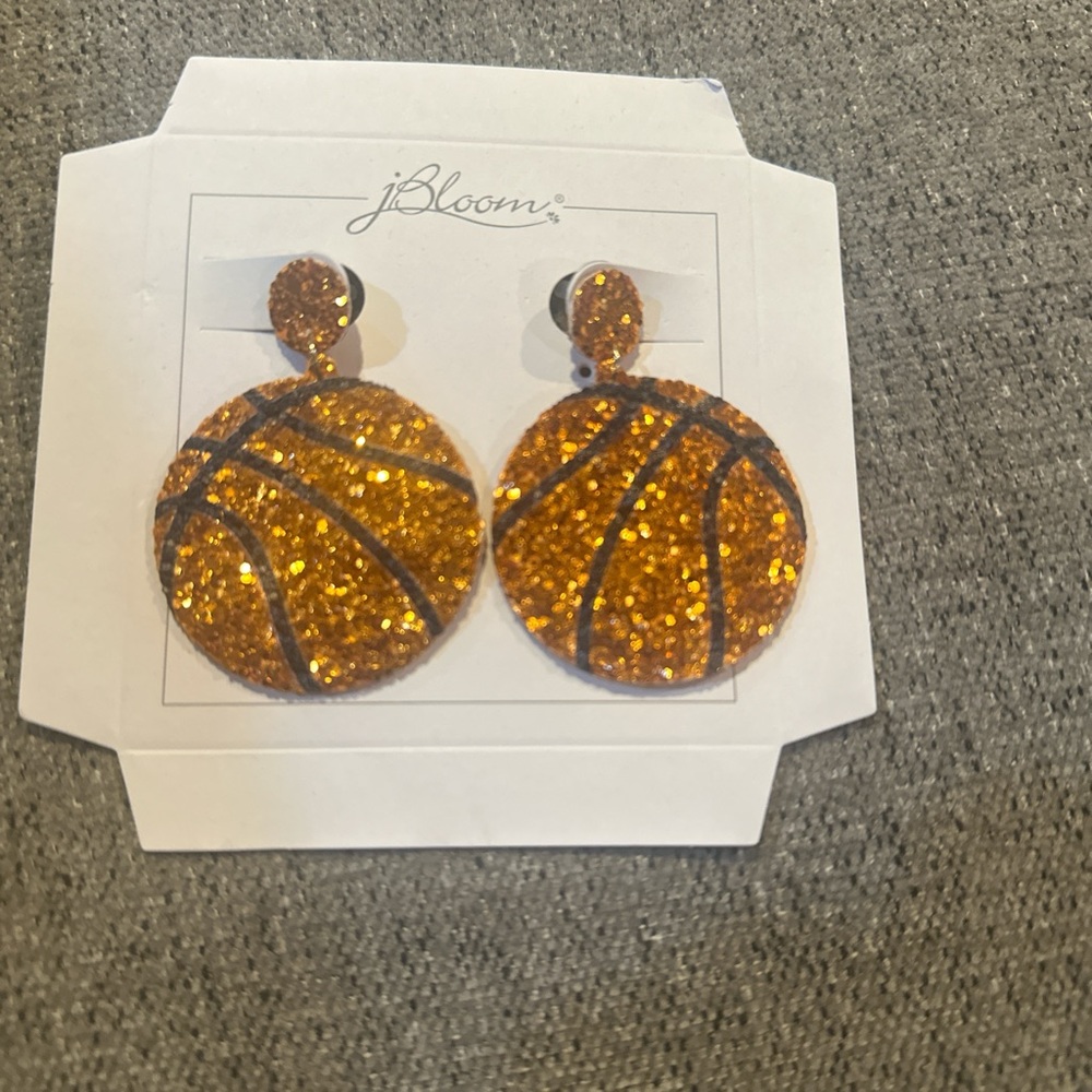 Jbloom Glittering Orange Basketball Earrings